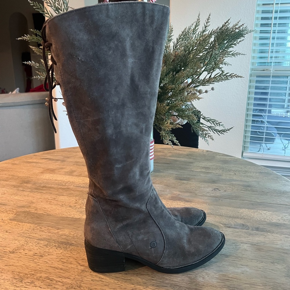 Born Taupe Suede Boots WIDE-CALF size 8.5 - Picture 4 of 8
